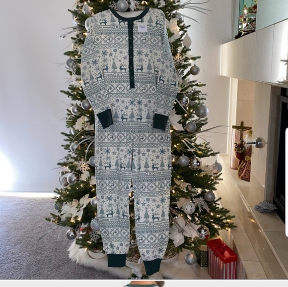 Men's Reindeer Good Tidings Union Suit Green/Cream - Hearth & Hand - Picture 7 of 7